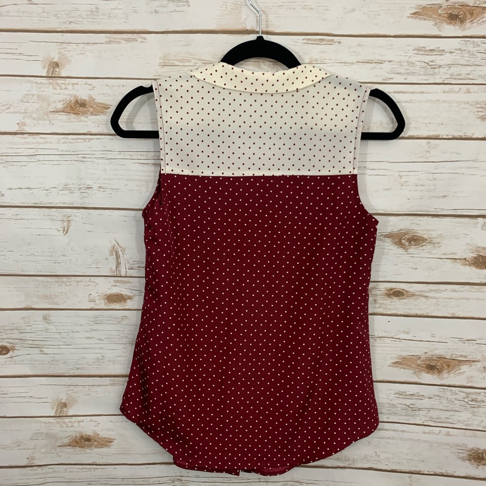 ModCloth Burgundy White Polka Dot Neck Tie… - Picture 2 of 6